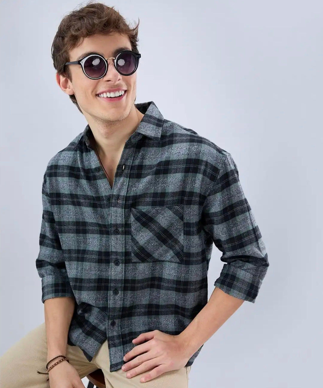 Men Classic Boxy Checked Casual Shirt