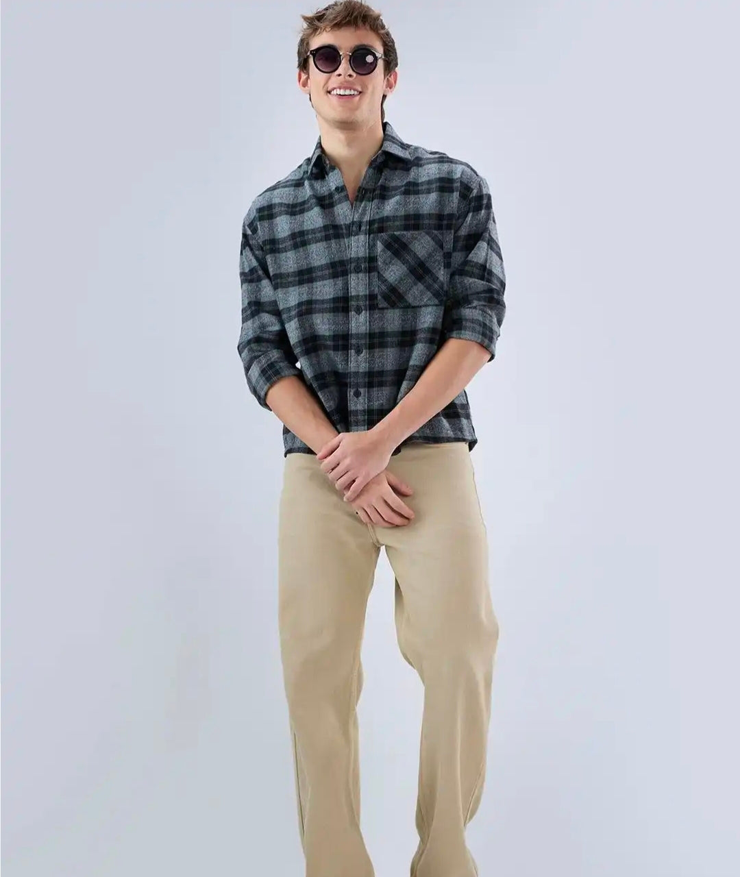 Men Classic Boxy Checked Casual Shirt