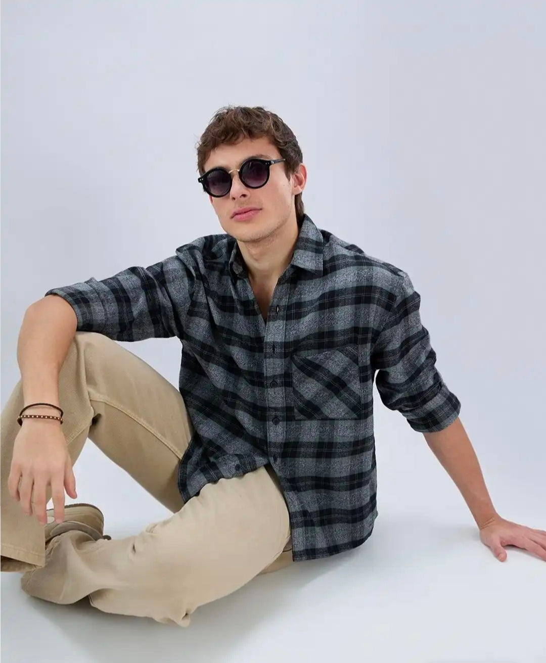 Men Classic Boxy Checked Casual Shirt