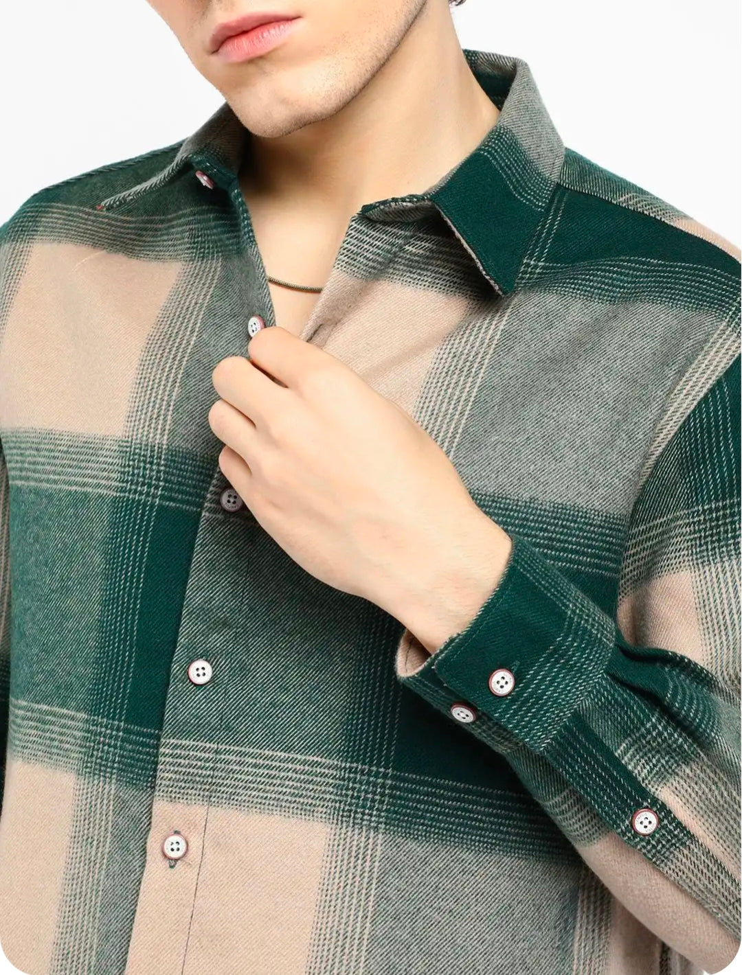 Men Comfort Spread Collar Checked Relaxed Fit Casual Shirt