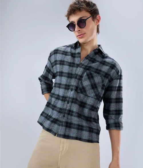 Men Classic Boxy Checked Casual Shirt